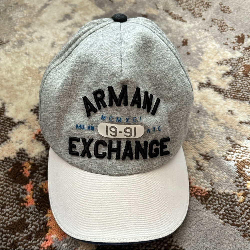 Armani Exchange Gray and White Cap